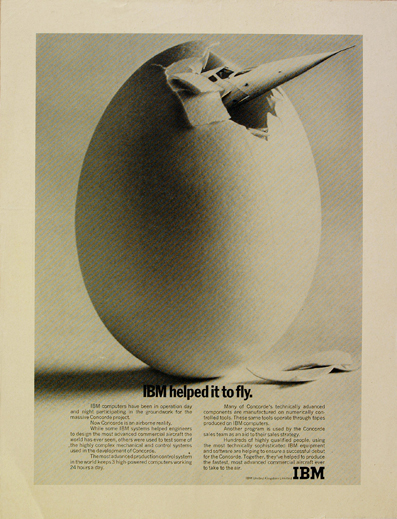 IBM advert Concorde breaking out of an egg by John Pasche 1972