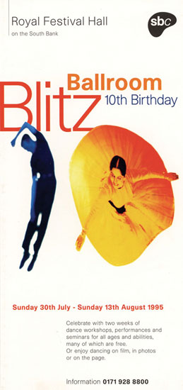 Ballroom Blitz 10th Birthday leaflet Royal Festival Hall 1995 by John Pasche Photography by Simon Fowler