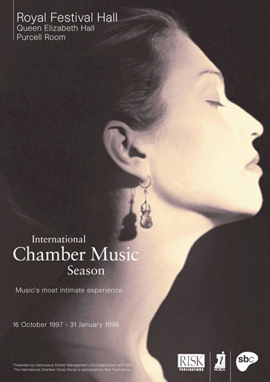 International Chamber Music Season leaflet Royal Festival Hall 1997 / 1998 by John Pasche Photography by Nadav Kander