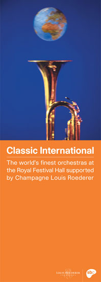 Classic International banner Royal Festival Hall 2001 / 2002 by John Pasche Photography by Barbara and Zafer Baran