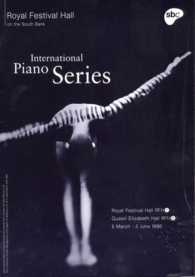 International Piano Series  leaflet Royal Festival Hall 1996 by John Pasche Photography by Spencer Rowell