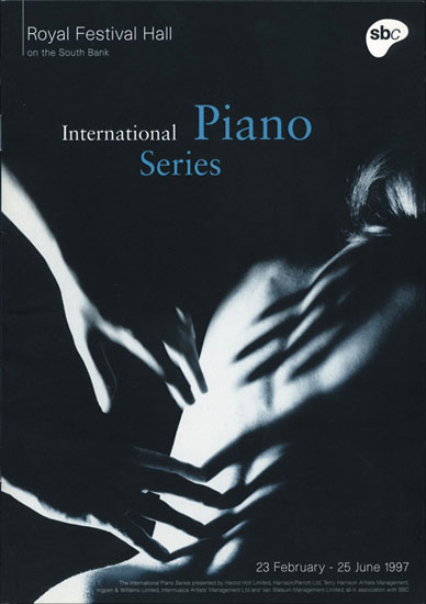 International Piano Series leaflet Royal Festival Hall 1997 by John Pasche Photography by Carol Fulton